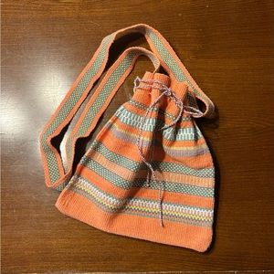 Adorable handmade orange/green small crossbody, shoulder bag.